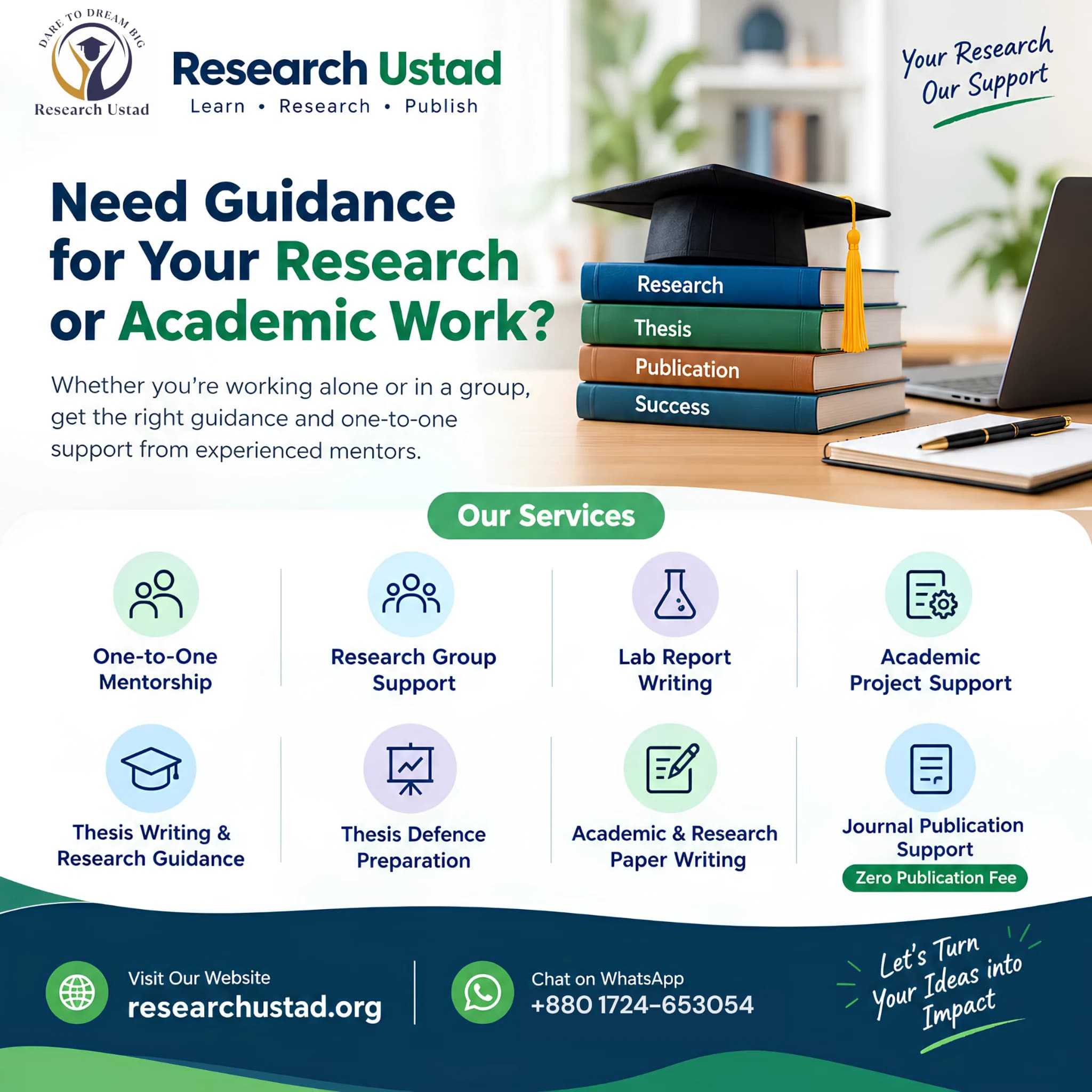 Research Ustad academic and research guidance services poster